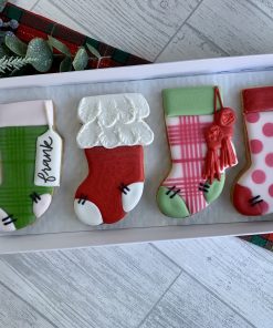 Gift Box of 4 Mixed Christmas Stocking Cookies (personalised)