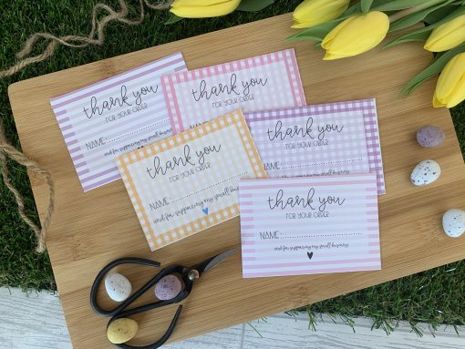 Thank You for your Order Card x 6 - Digital Download, Pink & White Stripe - Image 3