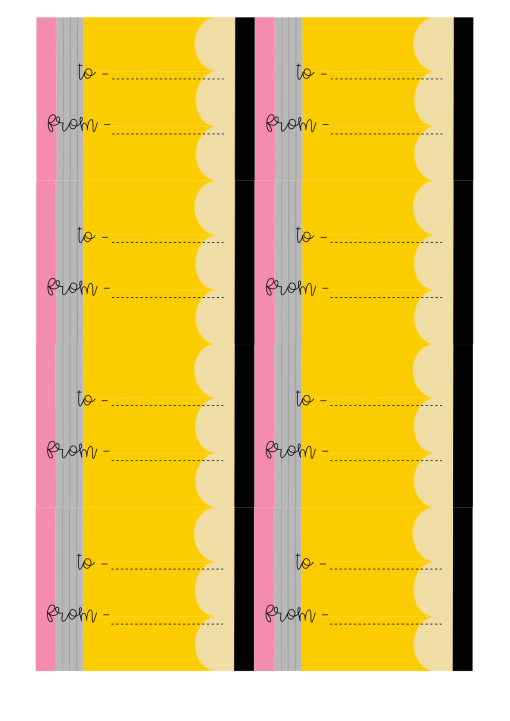 Pencil Gift Tag, Yellow x 8 - Image 2